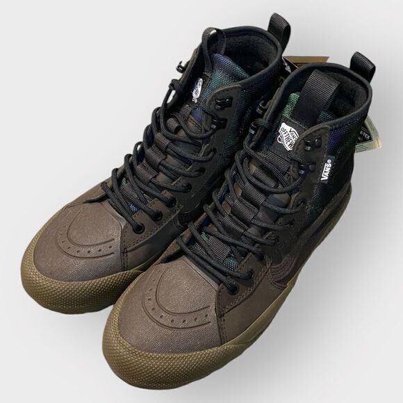 Vans Sk8-Hi Gore-Tex MTE-3 Brown Green Plaid Hiking Shoes Boots Mens size 8 New - Picture 4 of 12